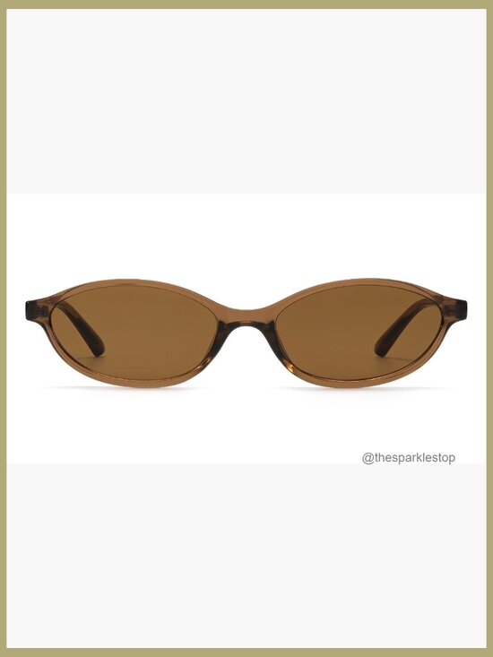 Retro Oval Cat Eye Sunglasses Thin Narrow 100% UV Protection Lightweight main image 7